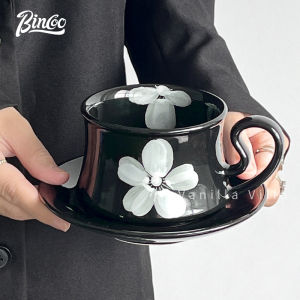 Bincoo gốm Cà Phê Cốc Cà Phê Latte cup chiếc đĩa cốc cà phê tách trà Bộ cốc cafe cup Glass cawan đặt kopi cà phê ly cốc bằng gốm cà phê cup với chiếc đĩa