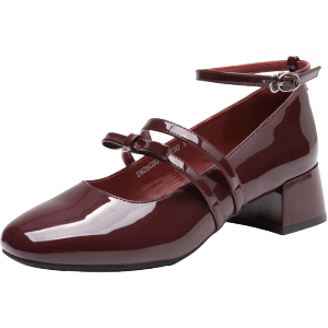 DUSTO | Red Autumn Chunky Heel Mary Jane Shoes