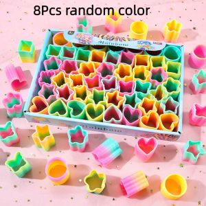 8pcs Mini Various Shapes Rainbow Spring Circle Toy Slinky Coil Fidget Toy Party Favor Goodie Bag Stuffer Stress Relief Supplies