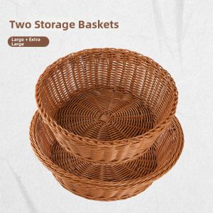 Food-grade Wicker-style Circular Food Storage Basket