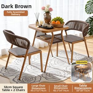 TMCG | Outdoor Leisure Rattan Table and Chairs Set Three Pieces