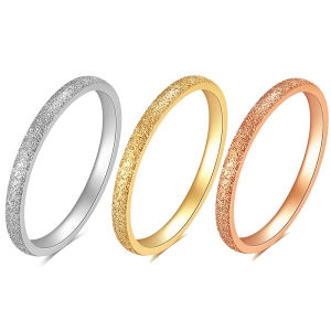 VQYSKO 3Pcs 2mm Stainless Steel Womens Stackable Eternity Ring Band Engagement Wedding Ring Set