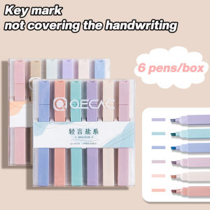 6 Pcs Macaron Fluorescent Pen Set Marker Candy Color Pens Eye Protection Student Stationery