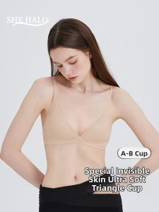 SHE HALO | French Seam-free Triangle Cup Small Bust Bra Thin Strap V-neck Light Fabric