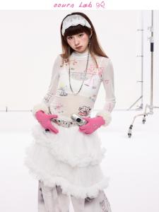 เสื้อยืดคอปกสูงแขนยาว OOURSLAB สำหรับผู้หญิง ฤดูใบไม้ร่วง 2024 แขนยาว ปกติ คอปกสูง แฟชั่น ลำลอง ใส่สบาย ผ้าฝ้ายผสมโพลีเอสเตอร์