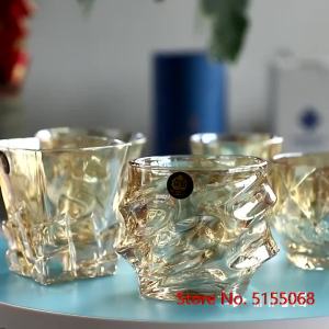 Chì-Miễn phí chịu nhiệt pha lê trong suốt bia Whisky thủy tinh Brandy Vodka hộ gia đình men màu Tawny cup vaso