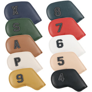 10Pcs Golf Iron Head Covers Colorful PU Leather Oil Edge Process Durable Exquisite Protection Fits Multiple Golf Club Types