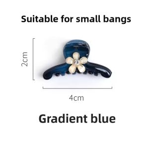Blue Mini Hair Claw Clip for Women Versatile Front Bangs Hairpin Stylish Korean Style Diamond Crystal Embellished Hair Accessories