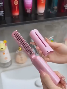 Ceramic Heating Negative Ion Rechargeable Portable Cordless Hair Straightening Comb Quick Heated Straight Hair Comb