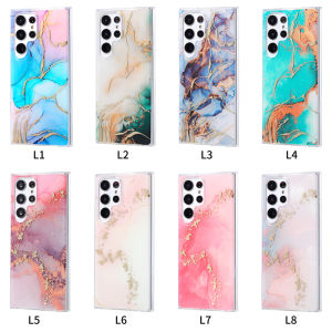Samsung Galaxy S23 Ultra ลายหินอ่อนสีทอง เคสโทรศัพท์ชุบโลห้า S22 ด้วยไฟฟ้าหรูหรา S22Plus/S22Ultra/S23/S23Plus S23FE/S24Ultra/A54/A34