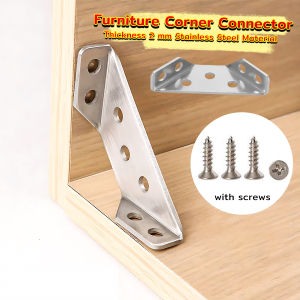 Wisell เหล็กฉากยึดมุม DIY เหล็กฉากตัวเจาะรู สําหรับเฟอร์นิเจอร์ ประตู ตู้ ผนัง Stainless Steel Corner Brace