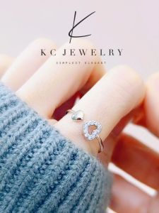 KC Jewelry S925 Silver - White Gold Plated Diamond Twinkle Heart Ring