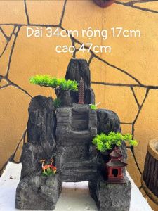 tặng kèm máy bơm 95k hòn non bộ hồ cá có thác nước sinh động-Ngang 34cm rộng 18cm cao 47cm