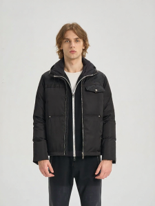 Rare | Goose Down Warmth Mens Jacket Stand Collar Patchwork