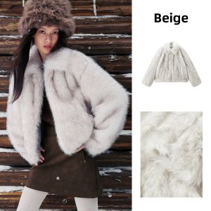 PEACEBIRD | Womens Boxy Cropped Faux Fur Coat