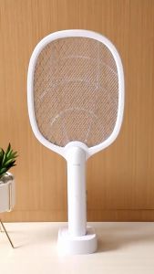 【2-day delivery】Raket Membunuh Nyamuk Elektrik Rechargeable 2in1 Electric Mosquito Killer Racket Mosquito Swatter with LED & Stand