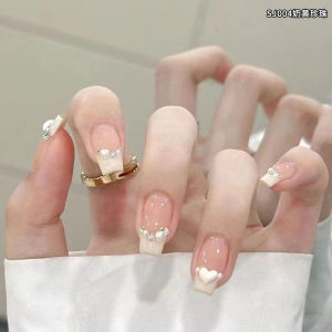 Handmade Ballet Style Wearable Nail Art Strips White Pure Handmade Nail Tips for New Year 2024 Beauty Makeup Tools from China