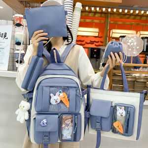 IELGY Student light and leisure four-piece large-capacity backpack class book bag