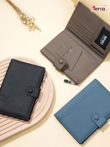 Genuine Leather RFID Ultra-Thin Multifunctional Passport Bag Ladies New Wallet Ticket Clip Passport ID Wallet Cosmetics Bag