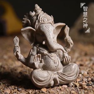 LazaraSport Sandstone Ganesha Statue India Lord Ganesha Elephant God for Aquarium Table Decoration