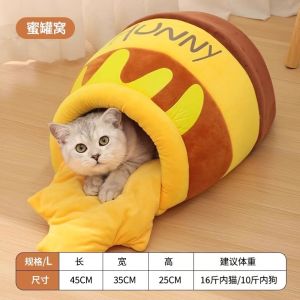 Warmth Cat House Winter Cat Bed Honey Pot Closed Sense of Security Indoor Cat Shelter for Kittens Winter Survival Tool Cat Nest