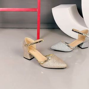 Venalisa🧡พร้อมส่ง🧡 ใหม่ขนาดกลางส้นหนานางฟ้าลมครึ่งลาก Rhinestone สุภาพสตรีรองเท้าส้นสูง