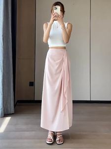 La Chapelle | Chân Váy Dạng Nửa Bút Chì Phong Cách Pháp Cao Waist A-Line Xòe