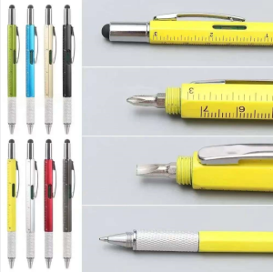 Multi-functional Capacitive Pen with Screwdriver Spirit Level & Ballpoint Pen - Touch Gadget for Mobile Phone Screens