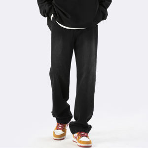 American Style Loose Fit Black Jeans Mens Casual Straight Leg Denim Pants High Street Design Spring Autumn Top Peak Paul