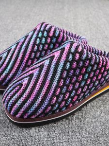 Hand Knitted Cotton Slippers Thickened Warm Anti-slip Home Shoes for Men And Women Wedding Gifts Comfortable Knit Bottom