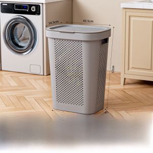 Large Capacity Laundry Hamper for Home Use Bathroom Dirty Clothes Storage Basket Bucket with Lid Foldable Net Type