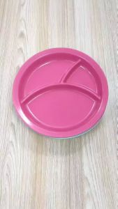 (12 in 1) - 10 REUSABLE DIVIDED ROUND PLASTIC PLATE / CANTEEN PLATE DIVIDER / PARTY PLATE / PLATO#001 & #002