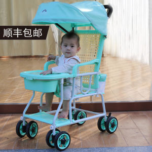 Grandma Bridge Baby Stroller Summer Bamboo Rattan Baby Lightweight Rattan Chair Childrens Rattan-like Simple Sitting Rattan Woven Trolley