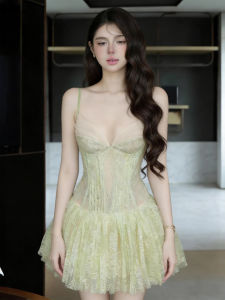 Fancy Lace Embroidery Aesthetic Slimming Dress