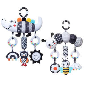 Baby Rattle แขวนของเล่น Carseat Black & White Rattle แขวนกิจกรรมรถเข็นเด็กของเล่นสําหรับทารกแรกเกิดเด็กชายและเด็กหญิงของขวัญจระเข้ C