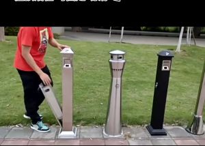 PPP Vertical Ashtray Dustbin Out Stainless Steel Floor Trash Bin Commercial Office Hotel Airport 10116