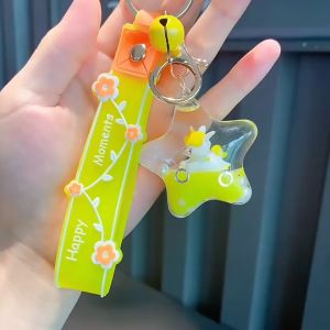 Gantungan Kunci Star unicorn lucu Aksen Pasir Glitter Cair Kunci Mobil Liontin Pasangan Sepasang Gantungan Kunci arctic deer