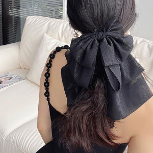 Fashionable Black Hair Clip Womens Large Bowknot Tail Hair Clip Stylish Hair Accessories Fresh Outburst Korean Style Hair Grips