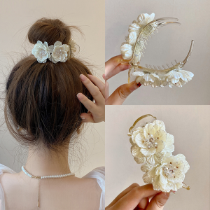 Summer Super Fairy Flowers Bun Grip Fancy Back Head Barrettes Updo Gadget Shark Clip Hairware Female