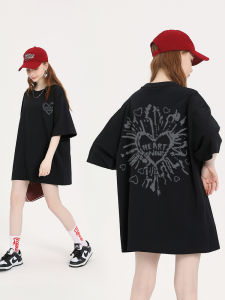 Hand-Painted Loose Cotton T-Shirt Short Sleeve Black Summer New Style Streetwear Brand Womens Fashionable Top Casual Wear