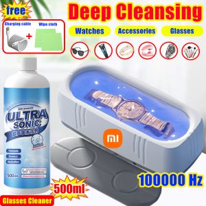 【Malaysia shipped in 24hours】Ultrasonic cleaner machine Xiaomi glasses cleaner Ultrasonic cleaner 超声波清洗机 High Frequency Vibration Wash Cleaner ultrasonic cleaner for jewelry necklace watch eyewear denture cleaning machine