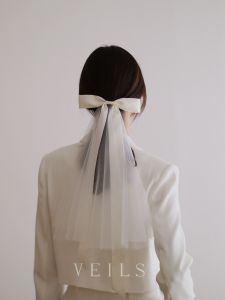 Short Butterfly Knot Bridal Headpiece White French Style Wedding Veil Engagement Prop Soft Tulle Material Summer 2023
