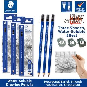 Staedtler | Black Blue Body Water Soluble Pencil for Writing Drawing Sketching