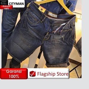 CELANA JEANS PENDEK PRIA STRAIGHT BROWN ND DISTRO LASER TERLARIS BEST SELLER