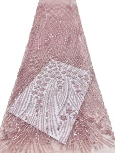 Handmade beaded Embroidery Tulle LaceFull pearls Sequin laceunique For Sewing Newest Women Wedding Dress AT2847