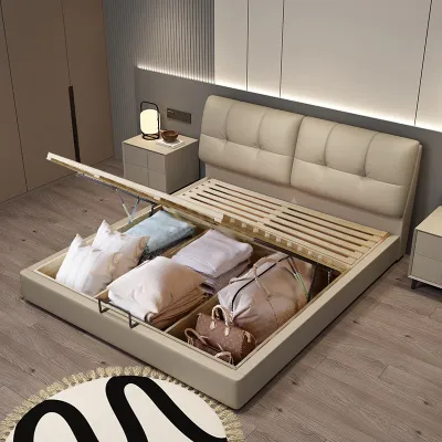 Multifunctional Napa Leather Storage Bed 1.8m