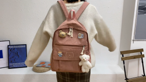 Tas Ransel Wanita Corduroy Tas Rangsel Bear Sekolah Perempuan Motif Beruang Backpack Cewe Korean Style