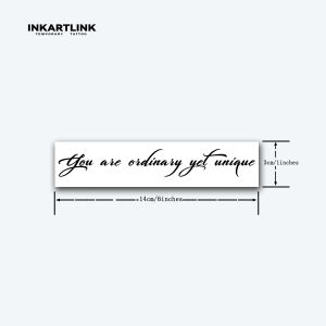 INKARTLINK English Motivational Tattoo Stickers Lasting 1-2 Weeks. You Are Ordinary Yet Unique Handwritten Floral Characters