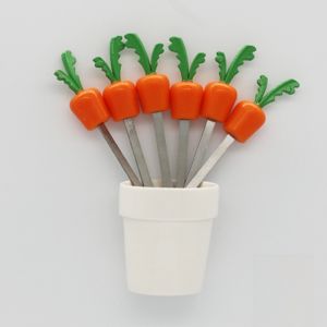 Cartoon Creative Stainless Steel Fruit Fork Set Child Safety Mouth Unharmed Fork with Storage Can Childrens Fruit Tag