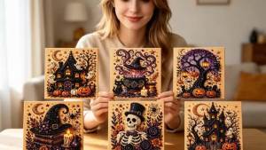 Halloween 3D Pearl Art Diy Kit Ghost Bones man Pumpkin For Perfect Decorate Handmade Gift Cute Spooky Diamond Painting Craft Kit